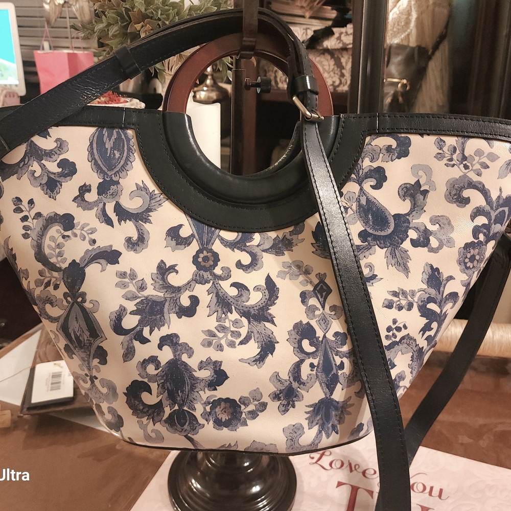 Floral Blue and White Tote Bag